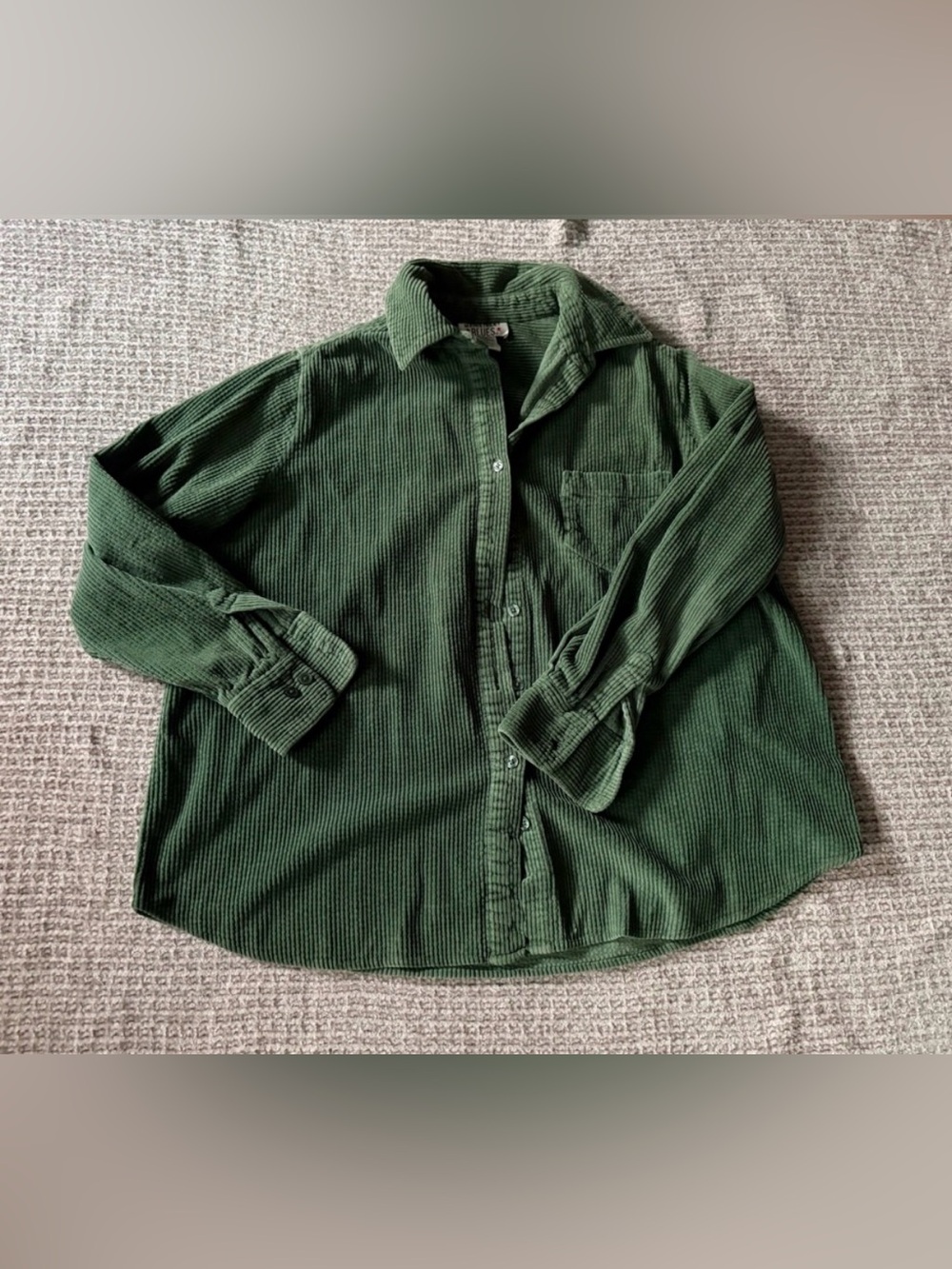 Main Street Blues Men's Green Corduroy Button-Down Shirt - Casual Long Sleeve